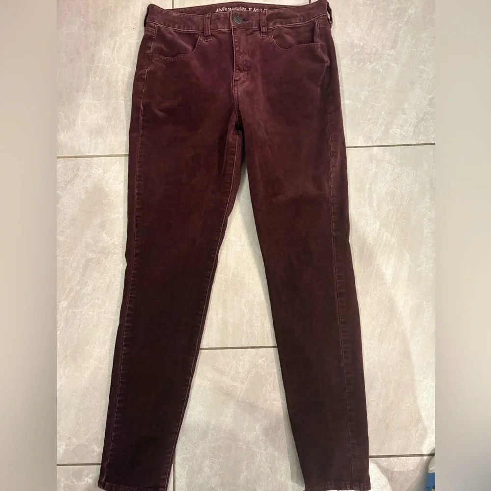 American Eagle Wine Red Corduroy Jeggings - Picture 2 of 9